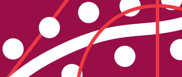 maroon and white coloured design made up of dots and lines 