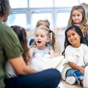 Children in library storytime