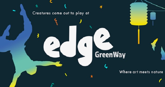 EDGE GreenWay promotional flyer back and hot yellow, orange and electric blue, bats, environment