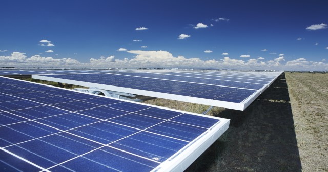 Solar panels on a field