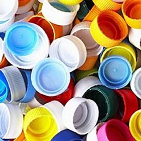 Collection of plastic bottle tops for recycling