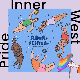 Pride Inner West Aqua Fest illustration of people swimming