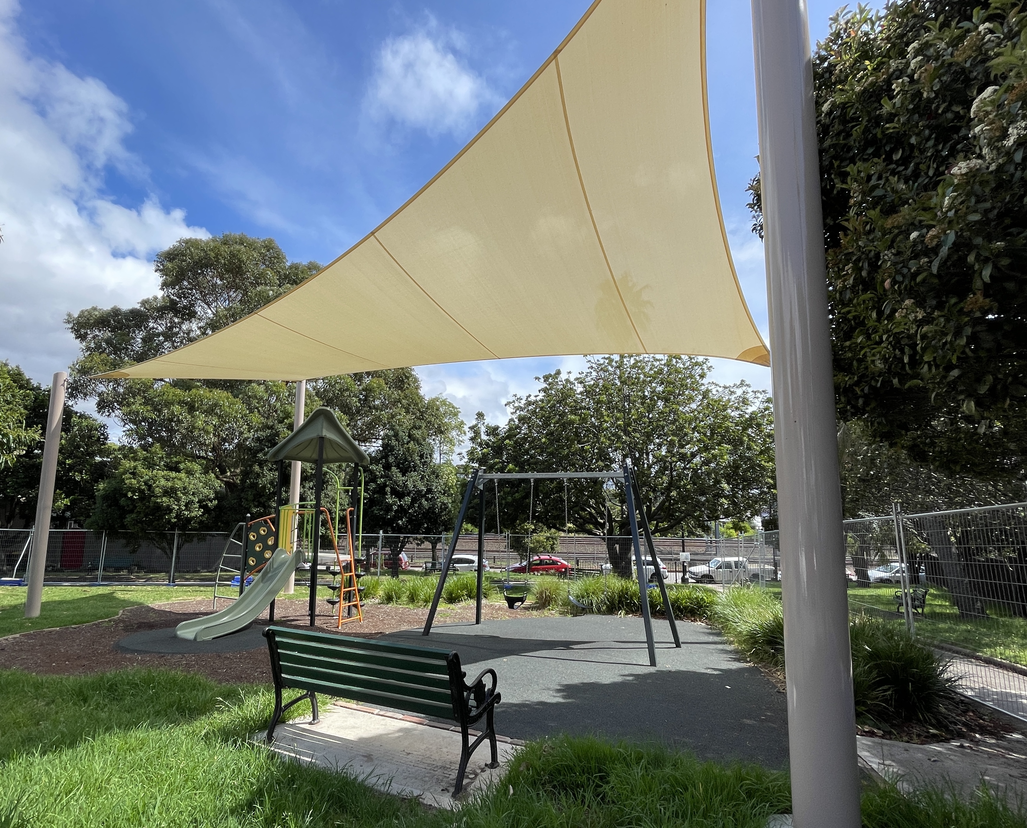 Playground with shade sails