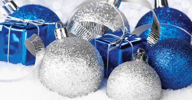 Blue and silver Christmas decorations