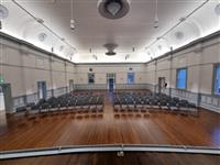 Looking out over the hall from the stage