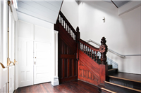 The three flights of stairs leading from ground floor entrance to Mian Hall.