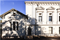 A view of the entrance and ediface of the Chambers' portion of the Town Hall building.