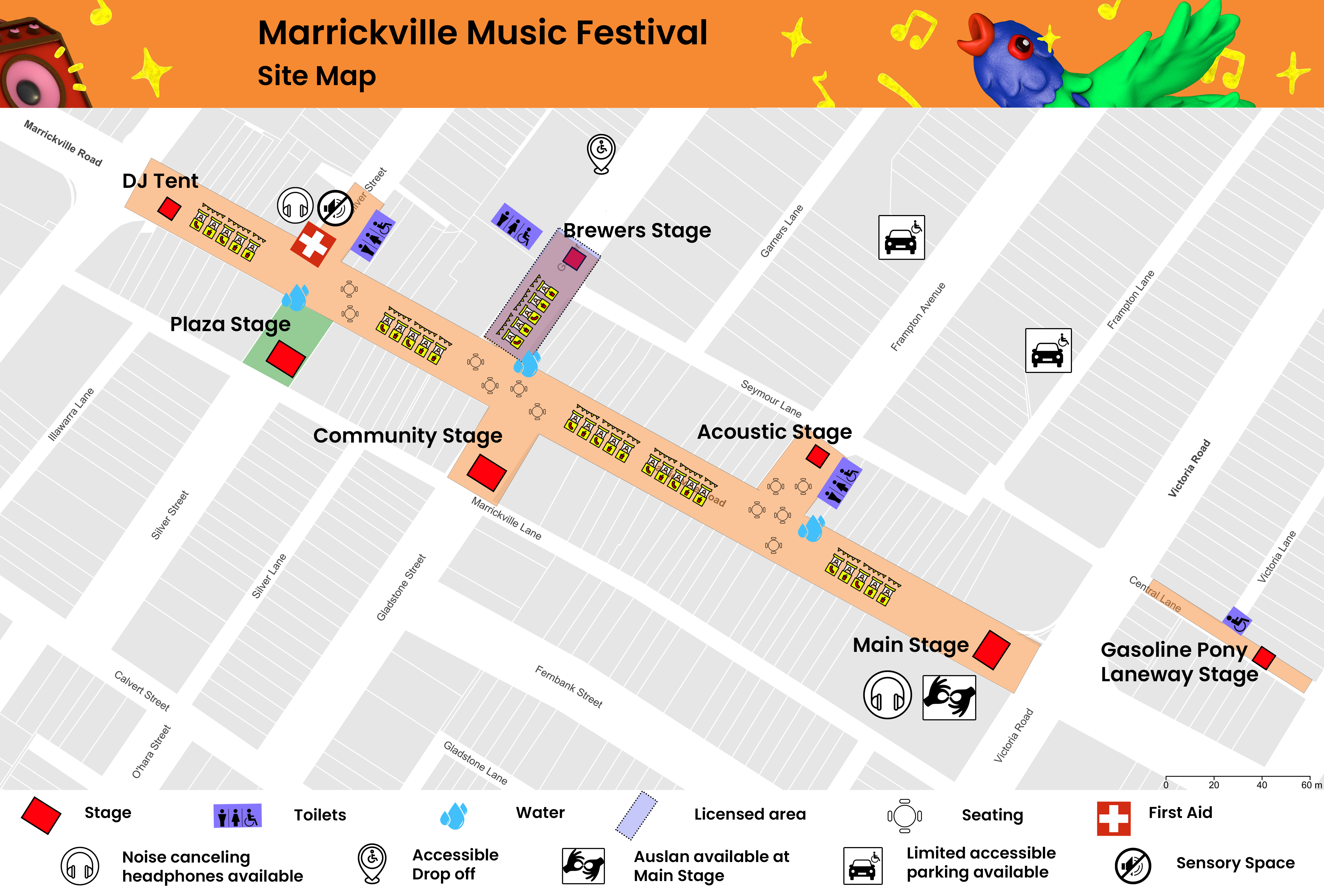 A map of Marrickville Music Festival