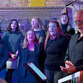 A choir of people singing