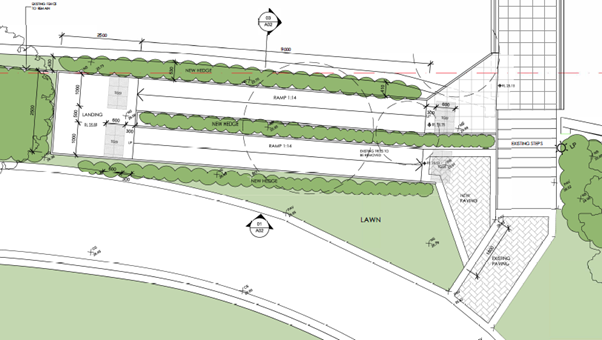 Ariel map of proposed ramp construction in park