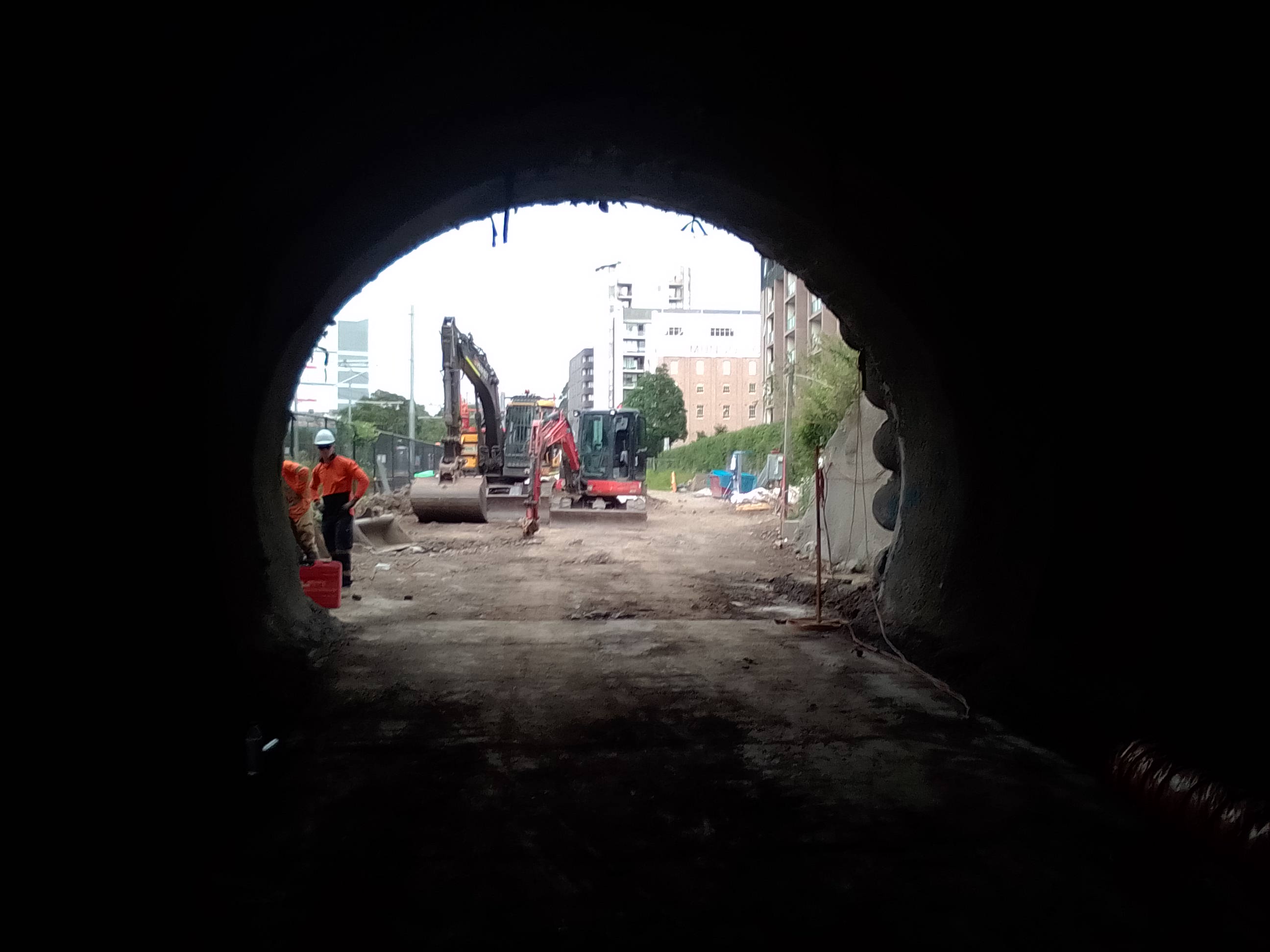 GreenWay Longport St tunnel halfway point from inside tunnel - 10 Feb 2025