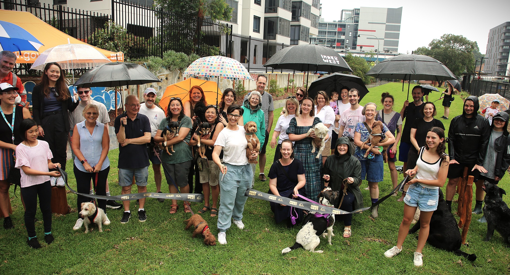 group photo dog park opening event