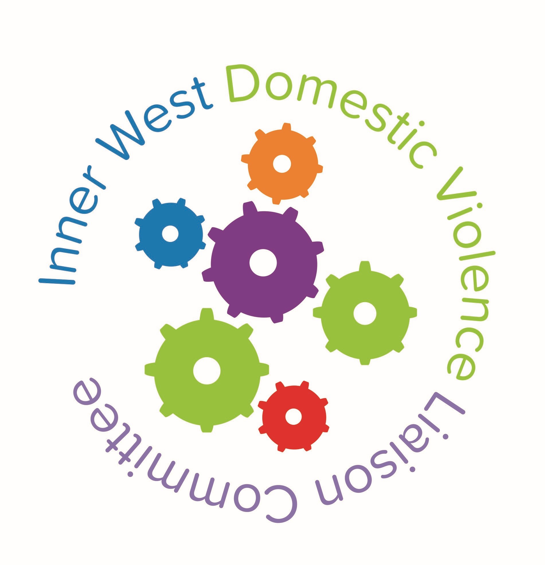 Inner West Domestic Violence Liaison Committee text circle colourful cogs