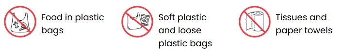 Fogo bin tagging issues include food in plastic bags, soft plastic and loose plastic bags and tissues and paper towels